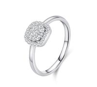 The Promise Ring, Rings for Women Marriage Classic with Round Shape Moissanite 9K White Gold Size M 1/2