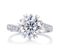 The Promise Ring, Rings for Women Marriage Heart Claw Round 18.1K White Gold with White Moissanite Size R 1/2