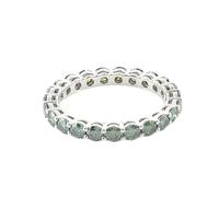 The Promise Ring, Silver Rings Unique 14K White Gold Eternity Round with Moissanite Light Green Size T 1/2