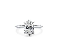 The Promise Ring, Stackable Silver Rings with 2ct Oval Moissanite 18K White Gold Size H 1/2