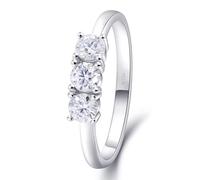 The Promise Ring, Wedding Band Set Three Moissanite 18.1K White Gold Size M 1/2 Gift for Women