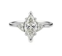 The Promise Ring, Wedding Rings Gold Hearts with Moissanite 14K White Gold Size K 1/2