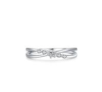 The Promise Ring, Woman Ring Cross with Moissanite Silver 18K White Gold Size U 1/2