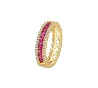 The Promise Ring, Yellow Gold Rings 14K Half Eternity with Red Square Lab Created Ruby Size S 1/2