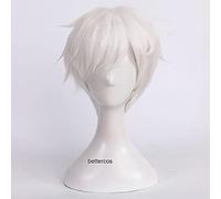 The Promised Neverland Yakusoku no Neverland Norman Cosplay Wig Short Pure White Heat Resistant Synthetic Hair Wig + Wig Cap