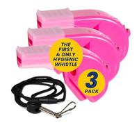 The Protector Whistle 3-Pack P51 Pink - Classic Coach Whistle with Lanyard - Official Whistle for Sports, Loud Safety Whistle for Adults - Breakaway Lanyard - Soccer Whistle Teacher Lifeguard