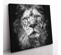 The Proud Lion Paint Splash Modern Canvas Wall Art Print Ready to Hang, Framed Picture for Living Room Bedroom Home Office Décor, 50x50 cm (20x20 Inch)