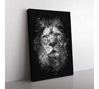The Proud Lion Paint Splash Modern Canvas Wall Art Print Ready to Hang, Framed Picture for Living Room Bedroom Home Office Décor, 50x35 cm (20x14 Inch)