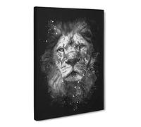 The Proud Lion Paint Splash Modern Canvas Wall Art Print Ready to Hang, Framed Picture for Living Room Bedroom Home Office Décor, 30x20 Inch (76x50 cm)