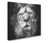 The Proud Lion Paint Splash Modern Canvas Wall Art Print Ready to Hang, Framed Picture for Living Room Bedroom Home Office Décor, 20x20 Inch (50x50 cm)