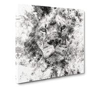 The Proud Lion Watercolour Modern Canvas Wall Art Print Ready to Hang, Framed Picture for Living Room Bedroom Home Office Décor, 14x14 Inch (35x35 cm)