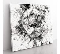 The Proud Lion Watercolour Modern Canvas Wall Art Print Ready to Hang, Framed Picture for Living Room Bedroom Home Office Décor, 50x50 cm (20x20 Inch)