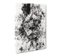 The Proud Lion Watercolour Modern Canvas Wall Art Print Ready to Hang, Framed Picture for Living Room Bedroom Home Office Décor, 30x20 Inch (76x50 cm)