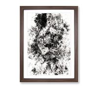 The Proud Lion Watercolour Modern Framed Wall Art Print, Ready to Hang Picture for Living Room Bedroom Home Office Décor, Walnut A3 (34 x 46 cm)