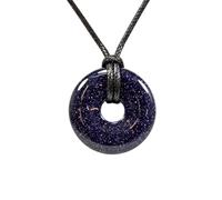 The Psychic Tree Blue Goldstone Crystal Power Ring Pendant Necklace 40cm