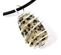 The Psychic Tree Dalmatian Jasper Wire Wrapped Necklace Braided Cord (40-45cm)