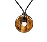 The Psychic Tree Gold Tigers Eye Crystal Power Ring Pendant Necklace 60cm