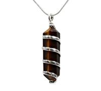 The Psychic Tree Gold Tigers Eye Point with Silver Spiral Pendant & Chain