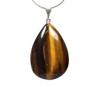 The Psychic Tree Gold Tigers Eye Teardrop Pendant with Chain