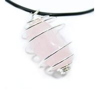 The Psychic Tree Rose Quartz Wire Wrapped Necklace Braided Cord (60cm)