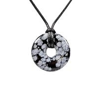 The Psychic Tree Snowflake Obsidian Crystal Power Ring Pendant Necklace 60cm