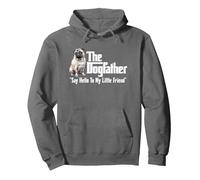 The Pug Dogfather Pullover Hoodie, Adult Unisex, Asphalt Grey, Small