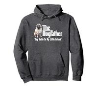 The Pug Dogfather Pullover Hoodie, Adult Unisex, Dark Heather Grey, Medium