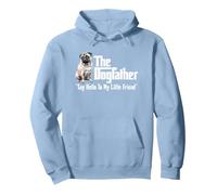 The Pug Dogfather Pullover Hoodie, Adult Unisex, Dusty Blue, XX-Large