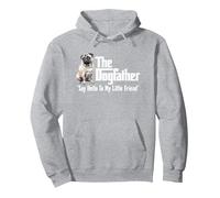 The Pug Dogfather Pullover Hoodie, Adult Unisex, Heather Grey, Medium
