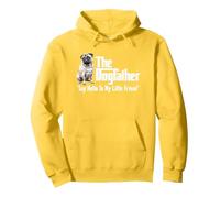 The Pug Dogfather Pullover Hoodie, Adult Unisex, Lemon Yellow, X-Large