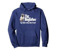 The Pug Dogfather Pullover Hoodie, Adult Unisex, Navy Blue, X-Large