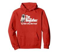 The Pug Dogfather Pullover Hoodie, Adult Unisex, Red, Large