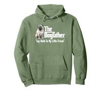 The Pug Dogfather Pullover Hoodie, Adult Unisex, Sage Green, X-Large
