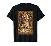 The Pug Mom Gothic Skeleton Dog Lover Tarot Card Women Girls T-Shirt