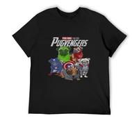 The Pugvengers Mens T Shirt Funny Pug Gift for Dog Lovers Crew Neck Unisex Short Sleeve T-Shirt S Black