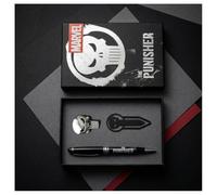 The Punisher Marvel Premium Ballpoint Pen Set for Adults and Youth - Includes Black Ballpoint Pen, Metallic Skull Pin and Bookmark, Official License, Gift for Office and Reading