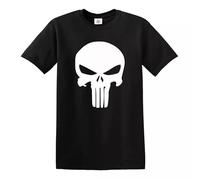 The Punisher T-Shirt Men's Funny Novelty Punk Skull Face Antihero Marvel Tee Top - Black - 5XL