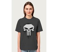 The Punisher Women's Classic Paint Drip Skull Logo Relaxed Fit Marvel T-Shirt in Charcoal | Size: Large The Punisher Charcoal L