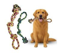 The Pup Quartet Dog Rope Toys, Heavy Duty Chew Toy for Large Dogs, 2-Pack Durable Tug of War Toys, 100% Cotton, Safe & Washable, Great for Teeth Cleaning, (Blue/Green and red/White/Green/Pink/Yellow)