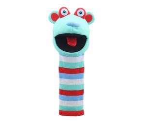 The Puppet Company Hope Sockette Hand Puppet - Vibrant Shades of Turquoise, Red, Blue & White Stripes with a Super Friendly Face - Perfect Companion for Imaginative Play & Creative Fun - 38cm