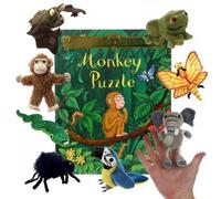 The Puppet Company Monkey Puzzle Storybook Set - Soft Jungle Animal Finger Puppets for Toddlers and Babies - Nursery Rhyme Toy for Storytelling, Roleplay, Learning, and Early Language Development