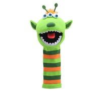 The Puppet Company Narg Sockette - Colourful, Eco-Friendly Alien Hand Puppet Toy with Three Eyes, Antennae & Squeaker - Fun & Interactive Play for Kids & Adults - Made from Recycled Materials - 38cm