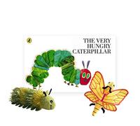 The Puppet Company The Very Hungry Caterpillar by Eric Carle - Children's Storybook and Finger Puppet Set (Caterpillar, Butterfly & Red Velvet Zip-Top Storage Bag with Clear Window)