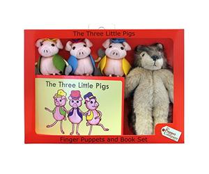 The Puppet Company - Traditional Story Sets - Three Little Pigs & Wolf Finger Puppet Set,14cm x 20cm