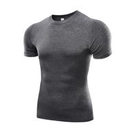 The Pure Blue Grey Short-Sleeved Compression Tops for Men - [3XL] Tight Fit Body Shaper T-Shirt and Base Layer. Moisture-Wicking Gym Clothes. Anti-Odour Fabric for Ultimate Performance and Comfort.