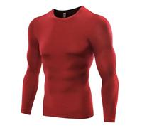 The Pure Blue Men's Red Long-Sleeved Compression Top - [Large] Tight Fit Body Shaper and Base Layer Gym Clothes for Men. Moisture-Wicking, Anti-Odour Fabric for Ultimate Performance and Comfort.