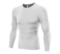 The Pure Blue Men's White Long-Sleeved Compression Top - [Medium] Tight Fit Body Shaper and Base Layer Gym Clothes for Men. Moisture-Wicking, Anti-Odour Fabric for Ultimate Performance and Comfort.