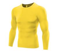 The Pure Blue Men's Yellow Long-Sleeved Compression Top - [3XL] Tight Fit Body Shaper and Base Layer Gym Clothes for Men. Moisture-Wicking, Anti-Odour Fabric for Ultimate Performance and Comfort.