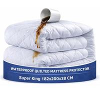 The Pure Thread 100% Waterproof Mattress Protector Super King - 34cm Extra Deep Fitted Cover, Noiseless Breathable Quilted Mattress Cover, Hypoallergenic Super King Mattress Protector (182×200cm)