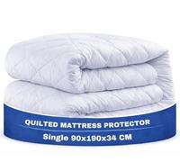 The Pure Thread Quilted Mattress Protector Single Bed 34cm Extra Deep,100% Microfiber Quilted Single Mattress Protector Topper Size, Hypoallergenic & Super Soft Bed Cover Guard (90x190 Cm)